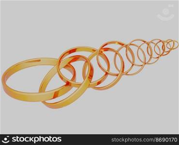 golden circles and rings. Decoration design element of gold foil gilding texture. Sparkling twirl design elements for interior decoration. 3d.. golden circles and rings. Decoration design element of gold foil gilding texture. Sparkling twirl design elements for interior decoration. 3d rendering.