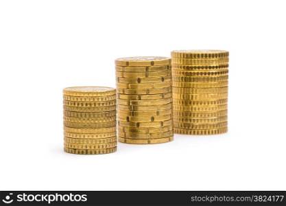 golden coins isolated on white background