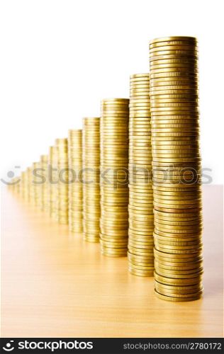 Golden coins showing growth