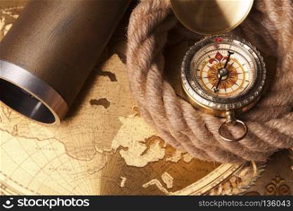Golden Compass, navigation equipment. Vintage Golden Compass, navigation equipment