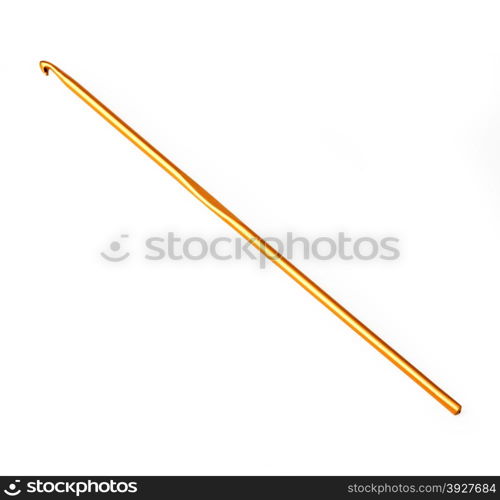 Golden crochet hook isolated on white.with clipping path