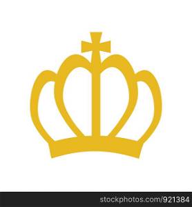 golden crown symbol icon on white, stock vector illustration