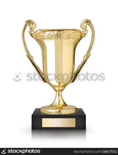 golden cup trophy isolated on white background