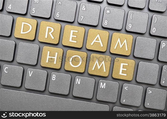 Golden dream home key on keyboard