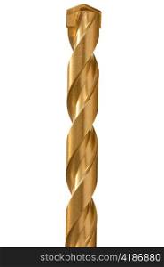 golden drill bit isolated on white background