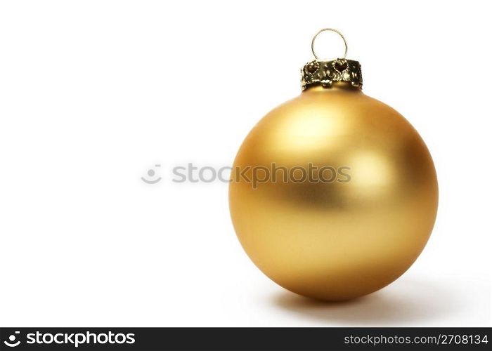 golden dull christmas ball. golden dull christmas ball on white background