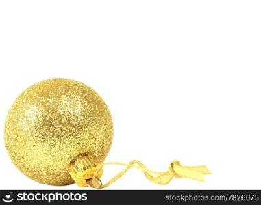 golden dull christmas ball isolated on white