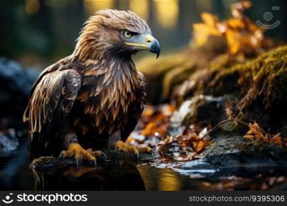 Golden eagle in nature. Generative AI