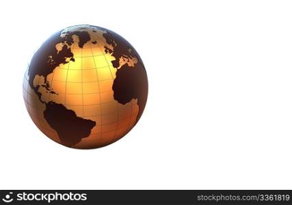 golden earth on white background