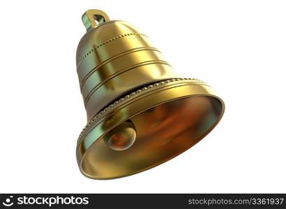 Golden easter bell isolated on white background