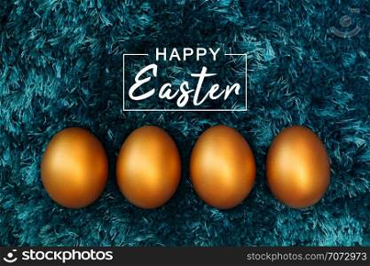 Golden Easter egg, happy Easter sunday hunt holiday decorations