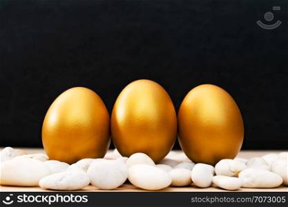 Golden Easter egg, happy Easter sunday hunt holiday decorations