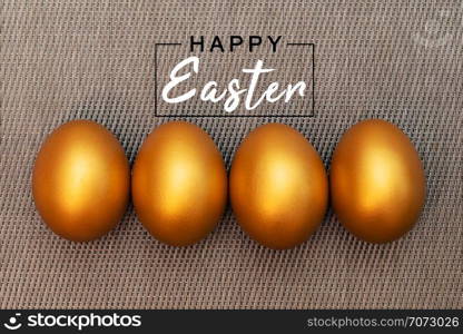 Golden Easter egg, happy Easter sunday hunt holiday decorations