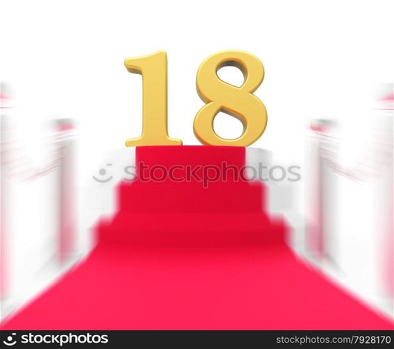 Golden Eighteen On Red Carpet Displaying Celebrity Eighteenth Birthday Party