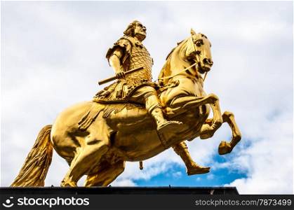 Golden equestrian. monument of August the Strong in Dresden called the Golden Equestrian