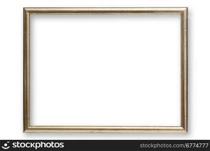 Golden frame isolated on white background with clipping path