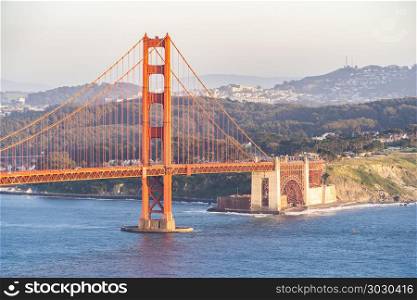 Golden Gate bridge. Golden Gate bridge in San Francisco California USA West Coast of Pacific Ocean