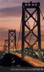 Golden Gate Bridge Lit Up at Night