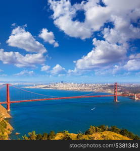 Golden Gate Bridge San Francisco GGB from Marin headlands in California USA