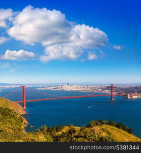 Golden Gate Bridge San Francisco GGB from Marin headlands in California USA