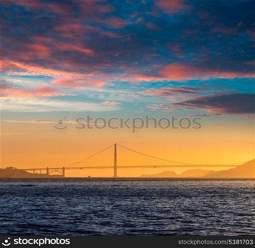 Golden Gate bridge sunset in San Francisco California USA