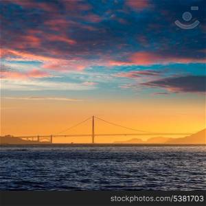 Golden Gate bridge sunset in San Francisco California USA