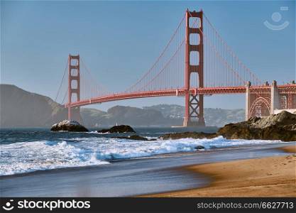 Golden Gate Bridge view from Baker Beach, San Francisco, California, USA
