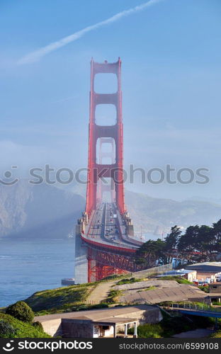 Golden Gate Bridge view from Golden Gate Overlook, San Francisco, California, USA