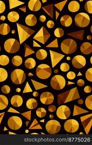 Golden Geometric shapes wallpaper 3d illustrated