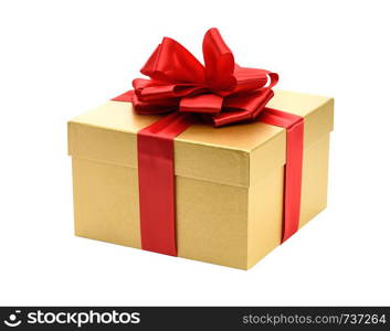 Golden gift box isolated on a white background