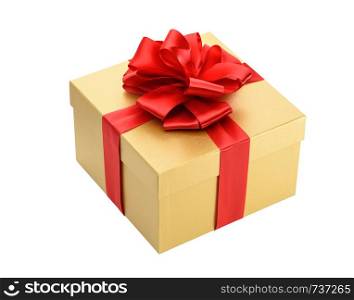 Golden gift box isolated on a white background