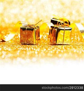 Golden gifts and ribbon