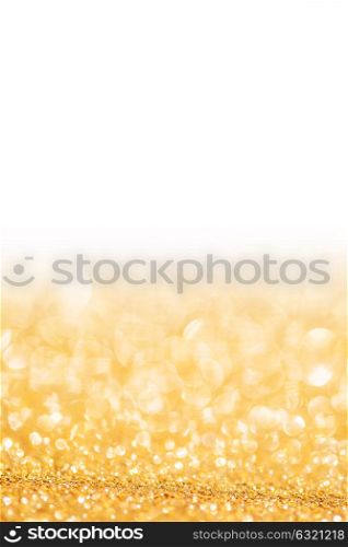 Golden glitter christmas background. Golden glitter christmas abstract background with white copy space