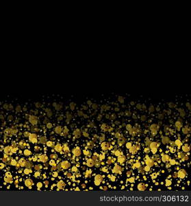 Golden glitter shiny particles abstract background. Magic sparkle dark design with place for text. Web flyer template golden illustration. Golden glitter shiny particles abstract background