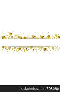 Golden glitter shiny particles abstract background. Magic sparkle design with blank place for text. Web banner template golden illustration. Golden glitter shiny particles background