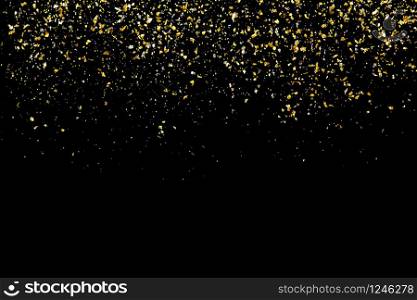 Golden glitter texture on black abstract background