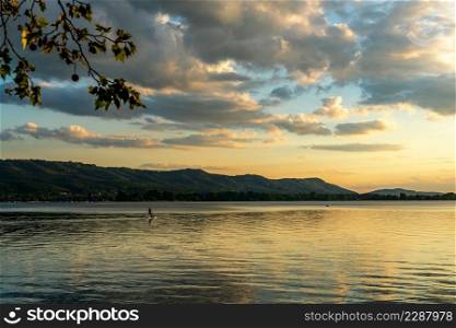 golden hour Colorful sunset on Lake Constance with colorful clouds