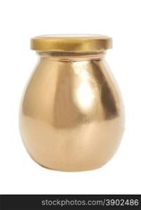 Golden jar isolated on white