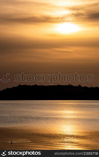 Golden Lake Constance at sunset