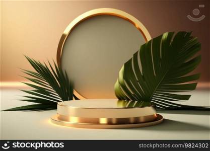 Golden luxury empty podium Illustration AI  Generative