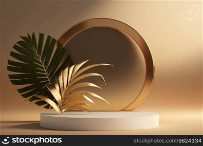 Golden luxury empty podium Illustration AI  Generative