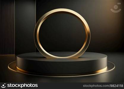 Golden luxury empty podium Illustration Generative AI