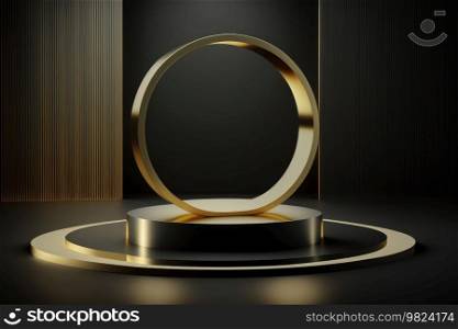 Golden luxury empty podium Illustration Generative AI