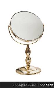 Golden mirror isolated on white