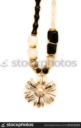 Golden necklace isolated on the white background