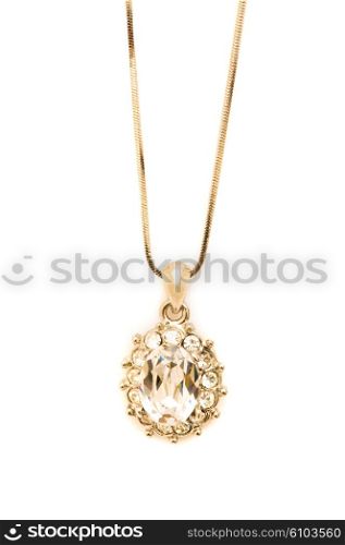 Golden necklace isolated on the white background