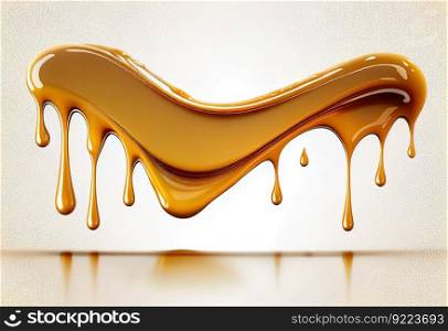 Golden orange liquid honey dripping flow border illustration. Ai genrative.