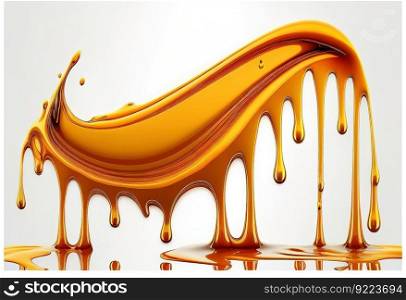 Golden orange liquid honey dripping flow border illustration. Ai genrative.