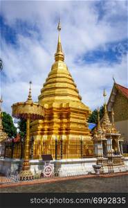Golden Pagoda in Wat Chomphu temple, Chiang Mai, Thailand. Wat Chomphu temple, Chiang Mai, Thailand