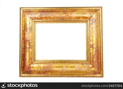 golden photo-frame isolated on white background